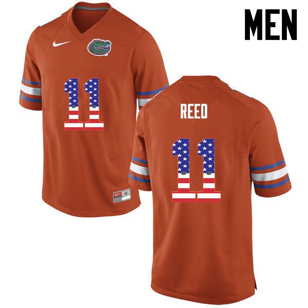 Florida Gators Men #11 Jordan Reed College Football Jersey USA Flag Fashion Orange